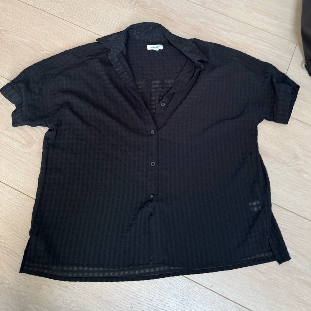 Max Studio Black Casual Button Down Shirt